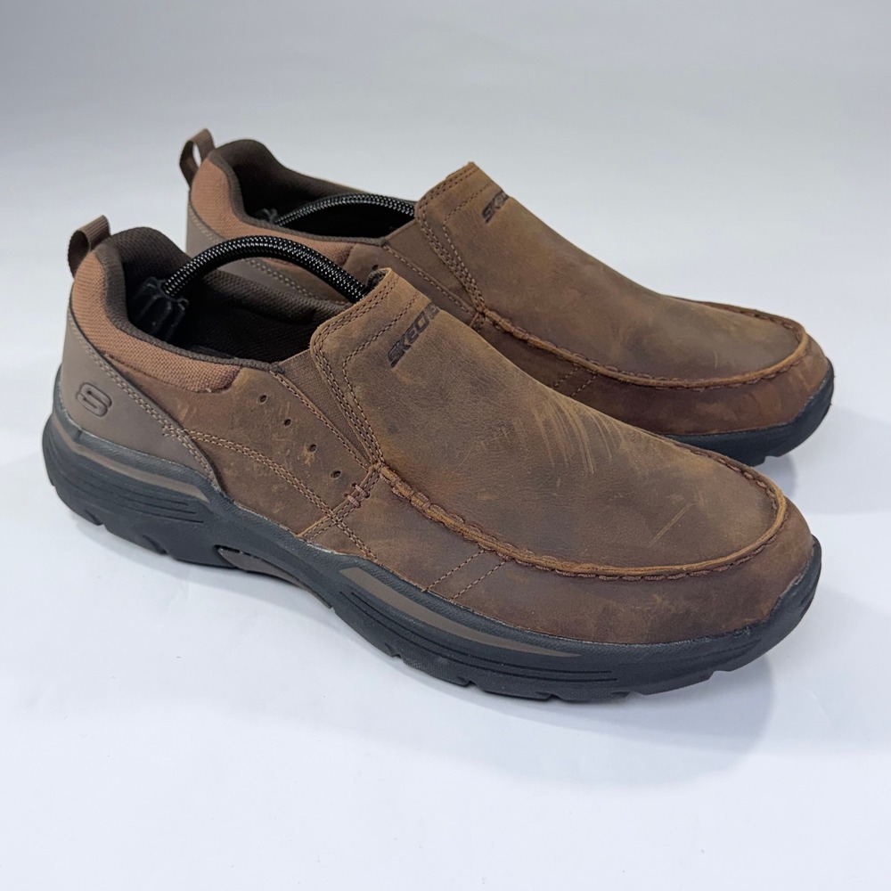NEW Skechers Relaxed Fit Expended-Seveno Loafers Mens 13 Brown Leather Slip On